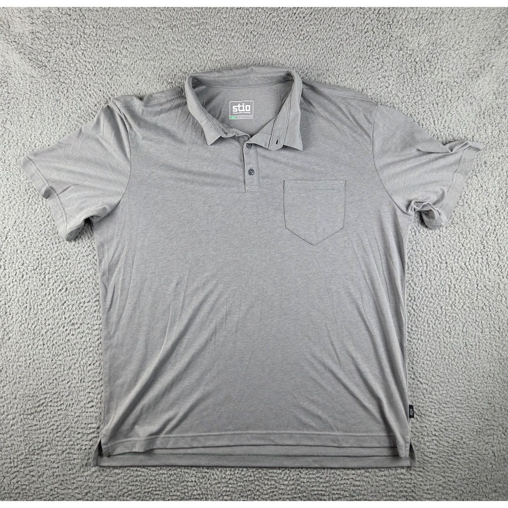 Stio Polo Shirt Mens 2XL Gray Outdoor Hiking Travel‎ Pocket